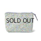 【送料無料】ダブルポーチ スポンジ入り リバティ・エミリアズフラワーズ（パープル）  モバイルバッテリーポーチ ケース おしゃれ かわいい　アクリルコーティング