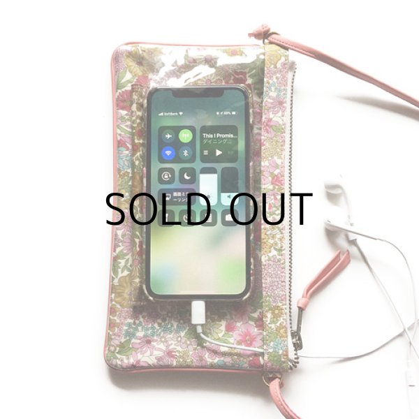 画像6: 【送料無料】スマホポーチ 入れたまま操作　リバティ マーガレットアニー（オレンジ＆ピンク）コーティング おしゃれ かわいい スマホバッグ お財布ショルダー スマホケース 斜めがけ ショルダーバッグ  ポシェット タッチスクリーン SHOKO MIYAMOTO