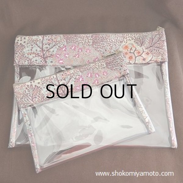 画像1: クリアファスナーケース： おしゃれ かわいい：リバティ・デヴィッドジョー（ブラウン）/2枚組