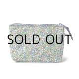 画像: 【送料無料】ダブルポーチ スポンジ入り リバティ・エミリアズフラワーズ（パープル）  モバイルバッテリーポーチ ケース おしゃれ かわいい　アクリルコーティング