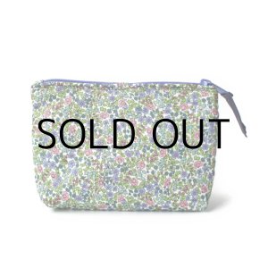 画像: 【送料無料】ダブルポーチ スポンジ入り リバティ・エミリアズフラワーズ（パープル）  モバイルバッテリーポーチ ケース おしゃれ かわいい　アクリルコーティング